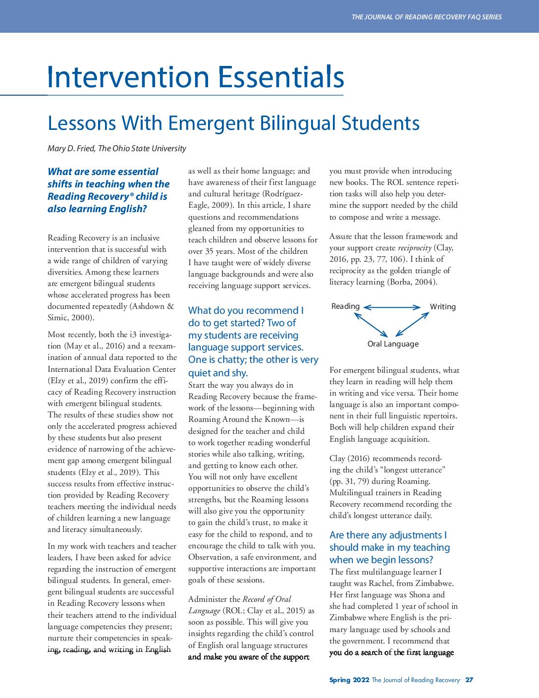 Lessons with Emergent Bilingual Students
